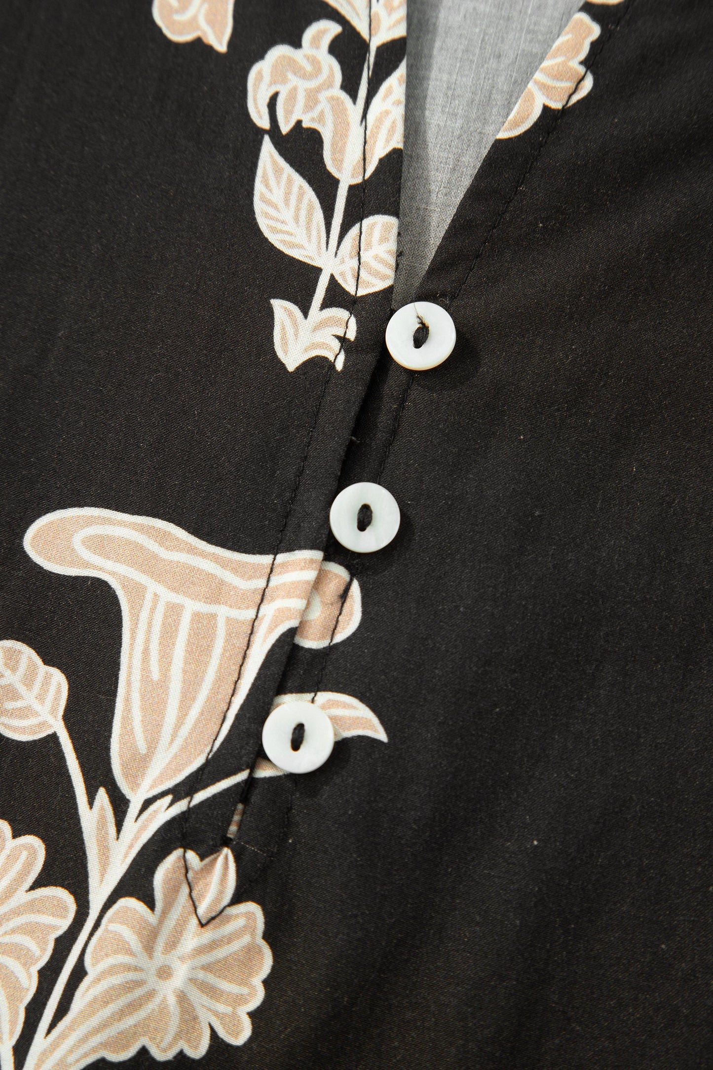 Floral Frilled V-Neck Puff Sleeve Mini Dress