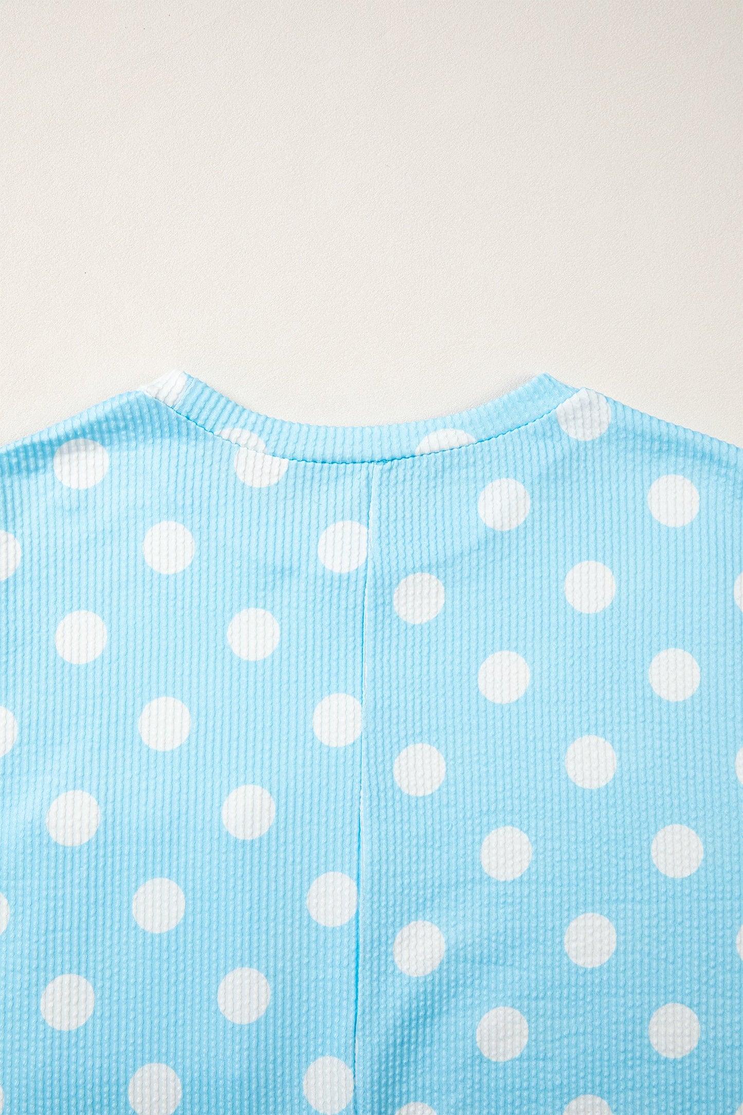 Polka Dot Patch Pocket Drop Shoulder Textured Top