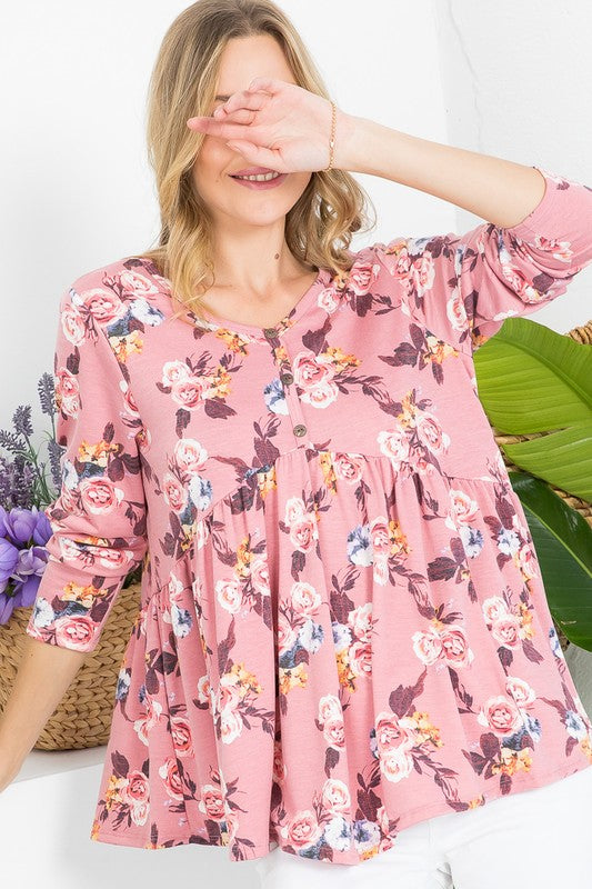 ALLOVER FLORAL BABYDOLL TOP