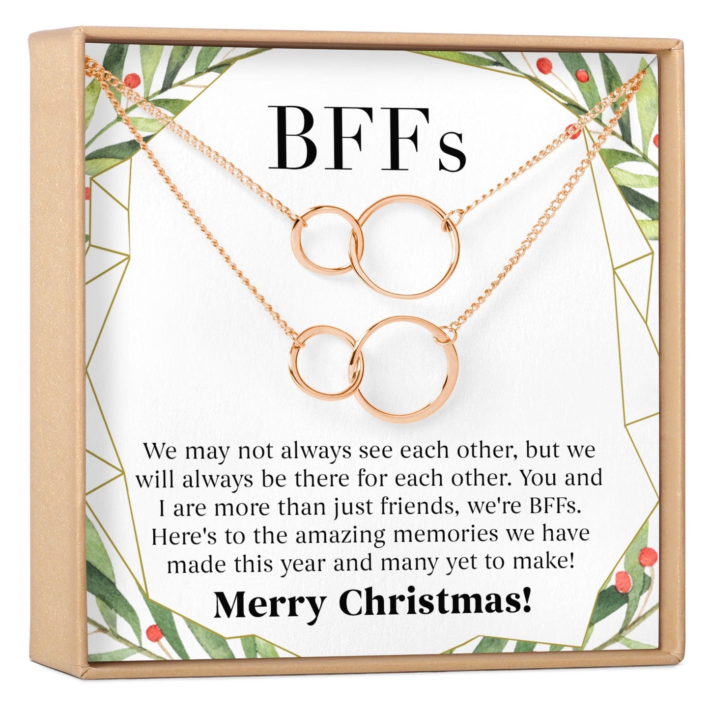 Besties Christmas Double Circles Necklace Set