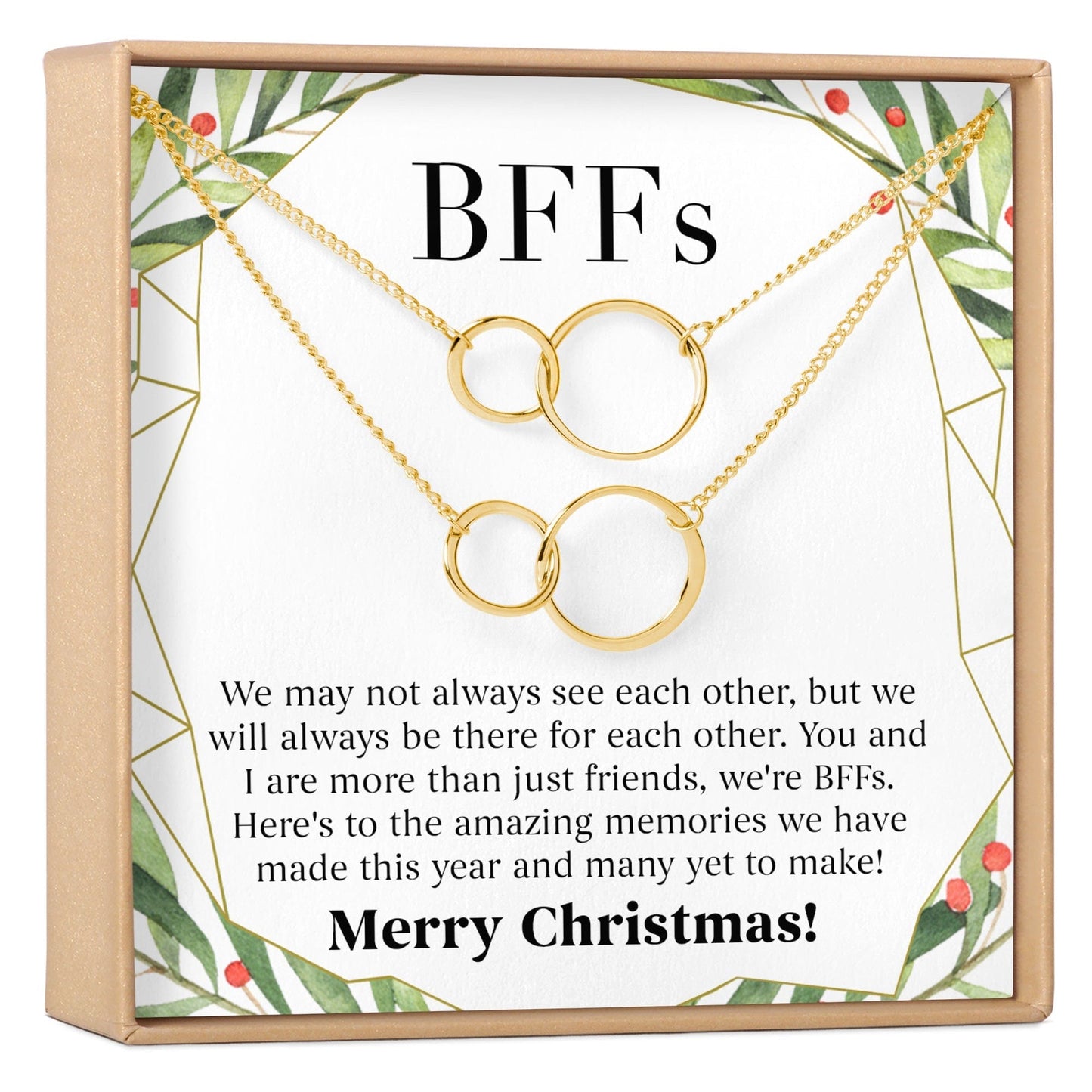 Besties Christmas Double Circles Necklace Set