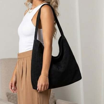 Miranda Oversize Suede Hobo Carryall Shoulder Bag