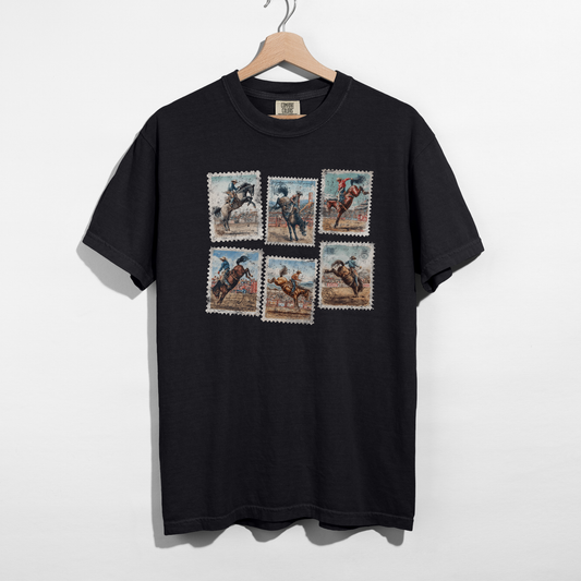 Vintage Rodeo Stamp Graphic Tee – Western Cowboy
