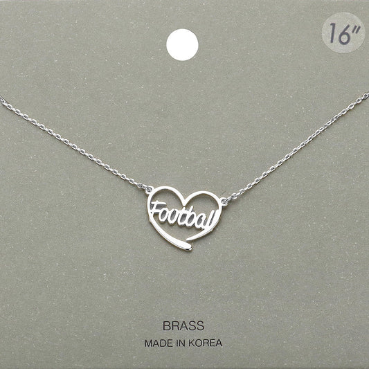 Brass Metal Football Heart Pendant Necklace