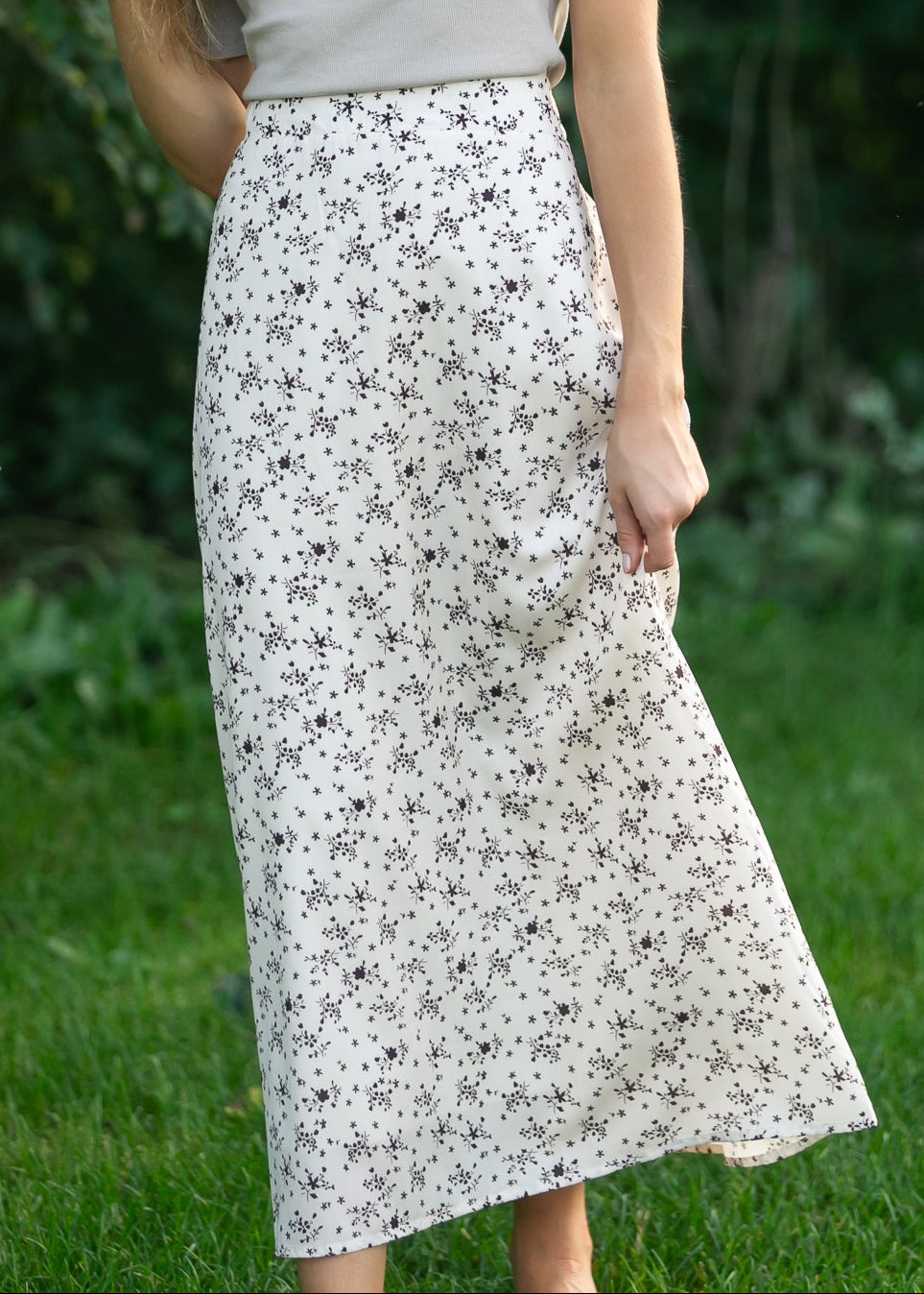 Braylyn Brown Floral Midi Skirt Dress
