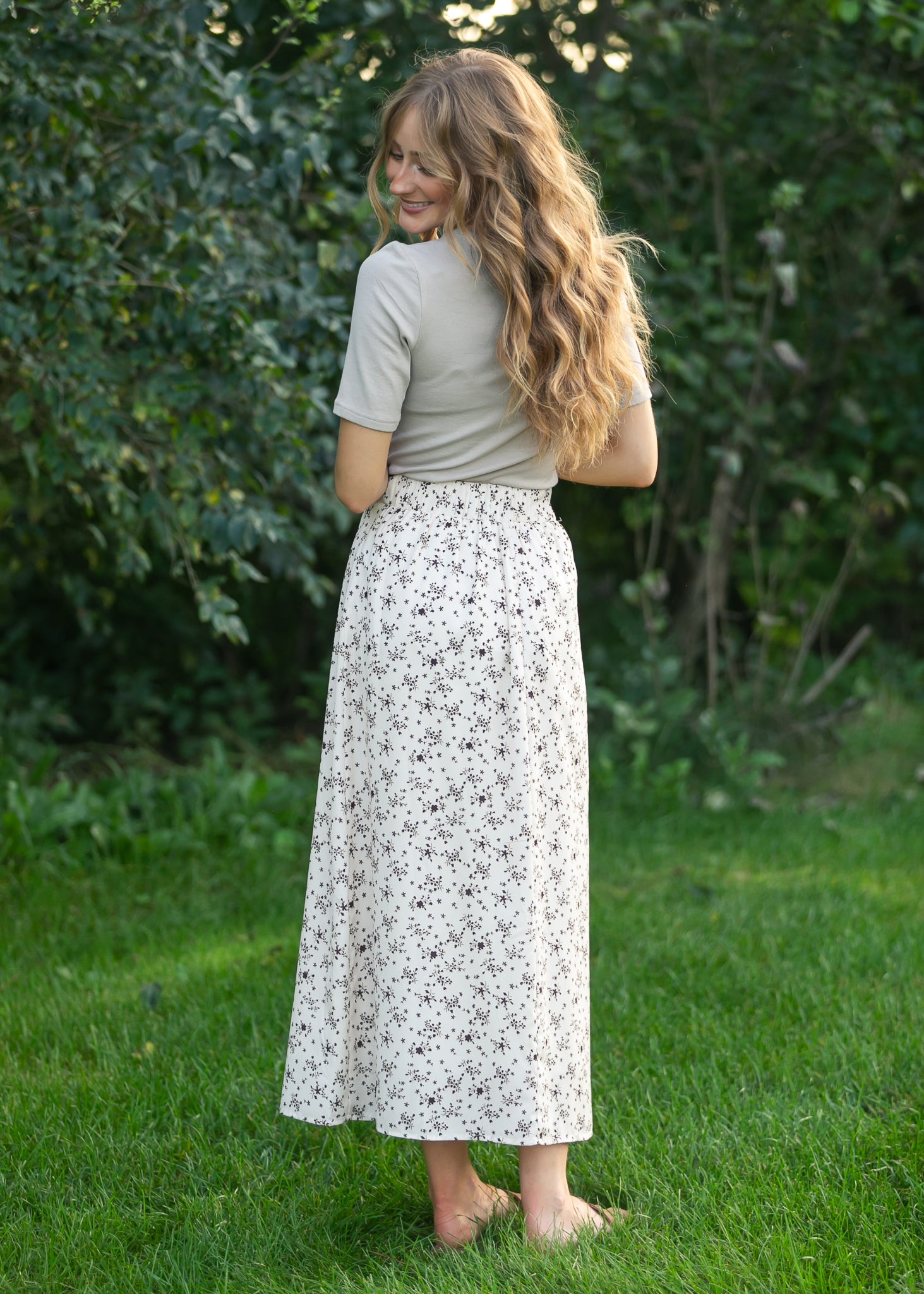 Braylyn Brown Floral Midi Skirt Dress