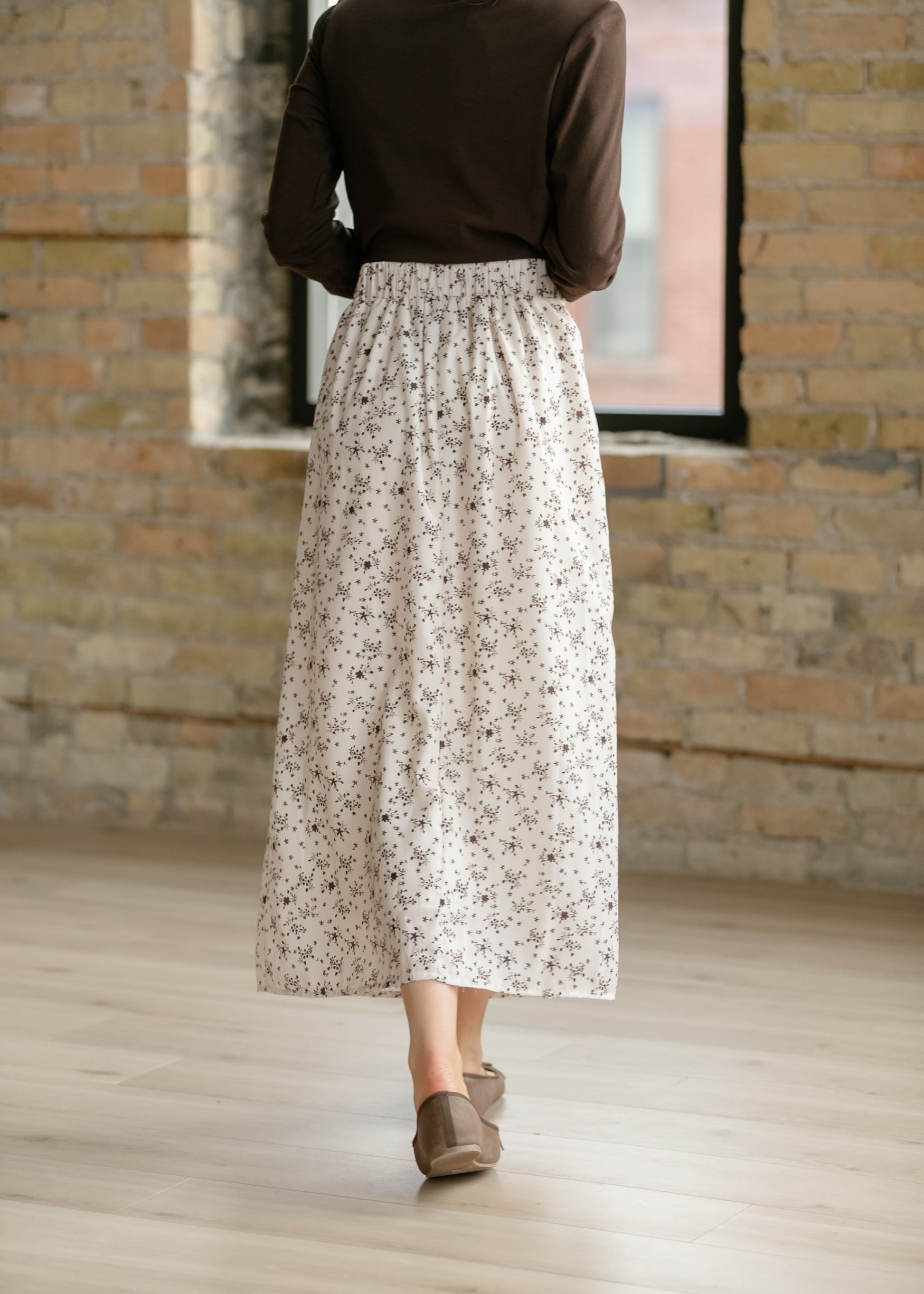 Braylyn Brown Floral Midi Skirt Dress