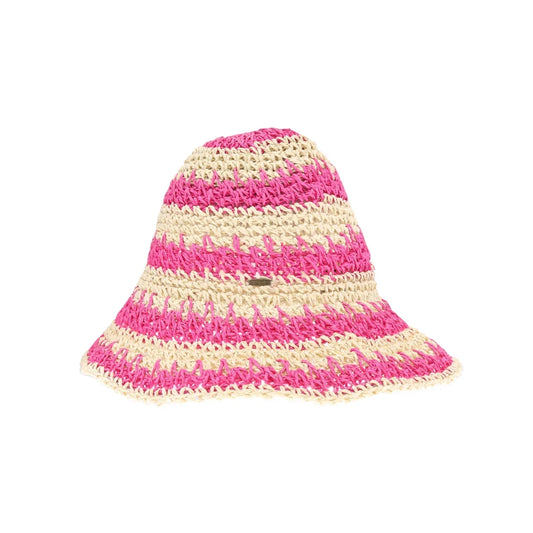 Broad Striped Paper Straw Hand Crochet C.C Bucket Hat
