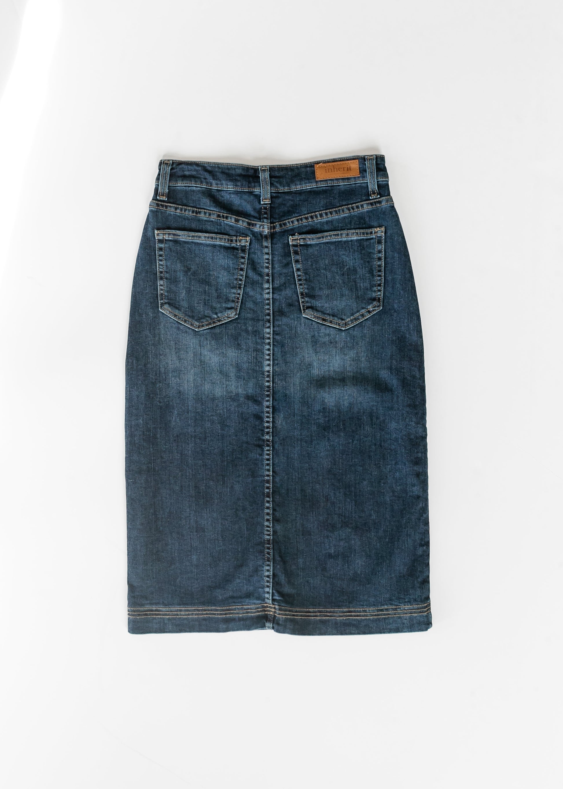 Bryn Dark Wash Denim Midi Skirt Dress