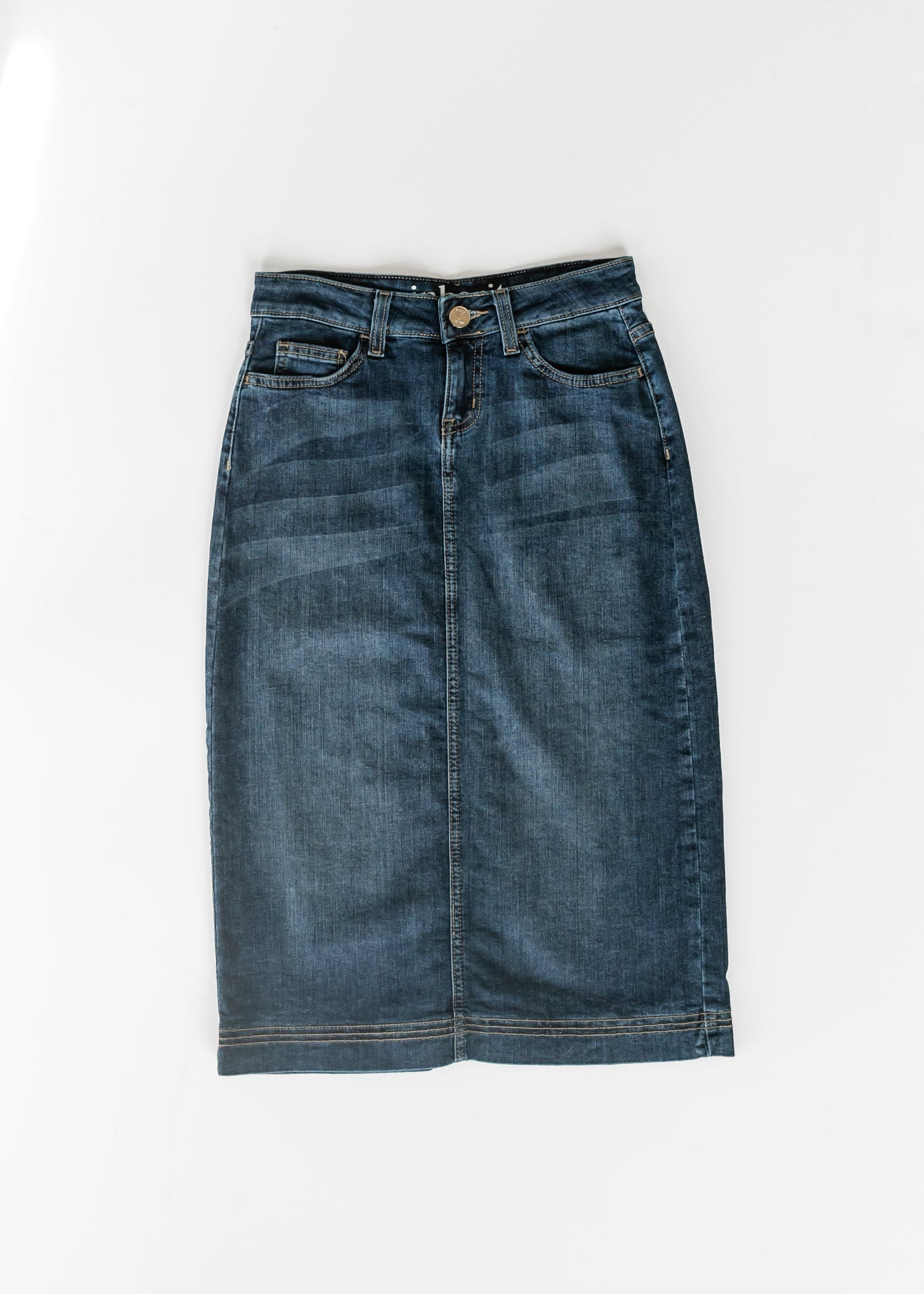 Bryn Dark Wash Denim Midi Skirt Dress