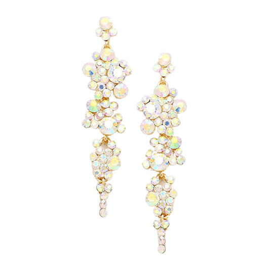 Women's Bubble Stone Cluster Dangle Evening Earrings