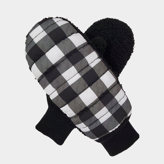 Women's Buffalo Check Plaid Puffer Gloves