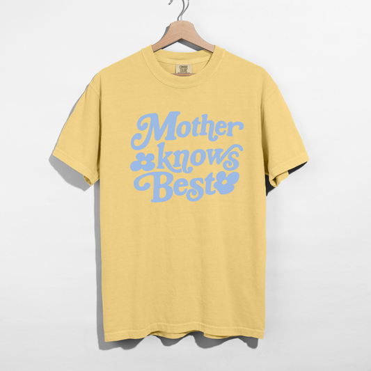 Mother Knows Best Retro Graphic Tee | Vintage Style Mom Shirt | Cute Motherhood Tee