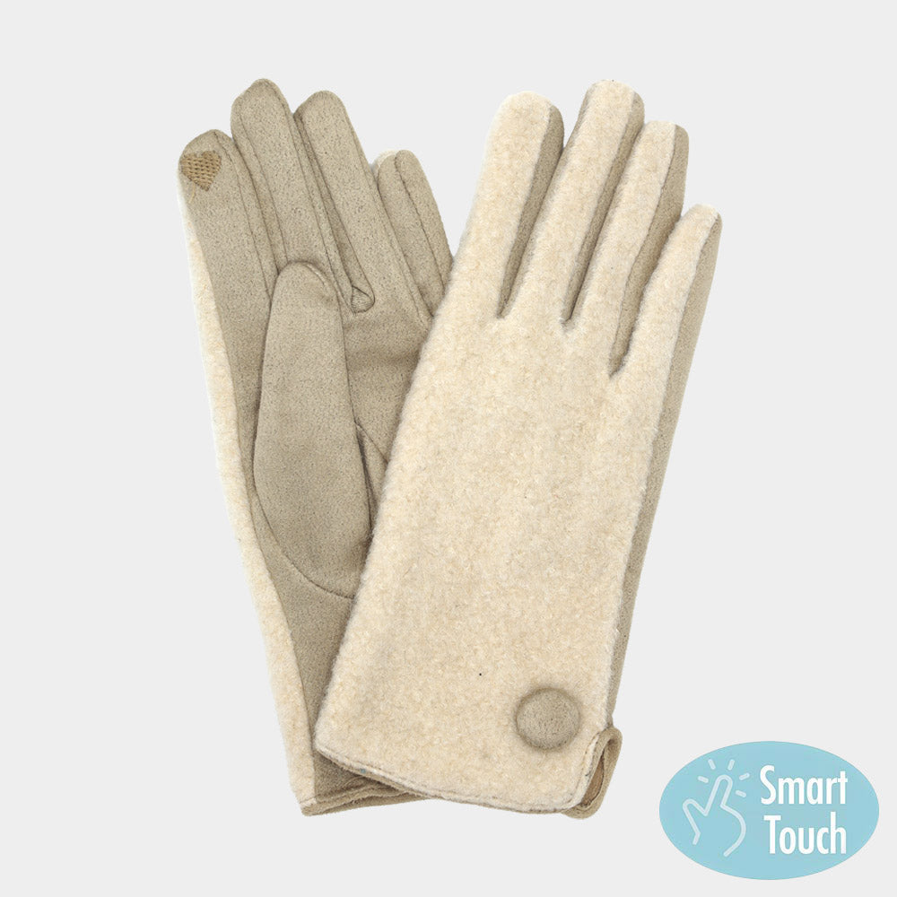 Button Soft Smart Touch Winter Gloves