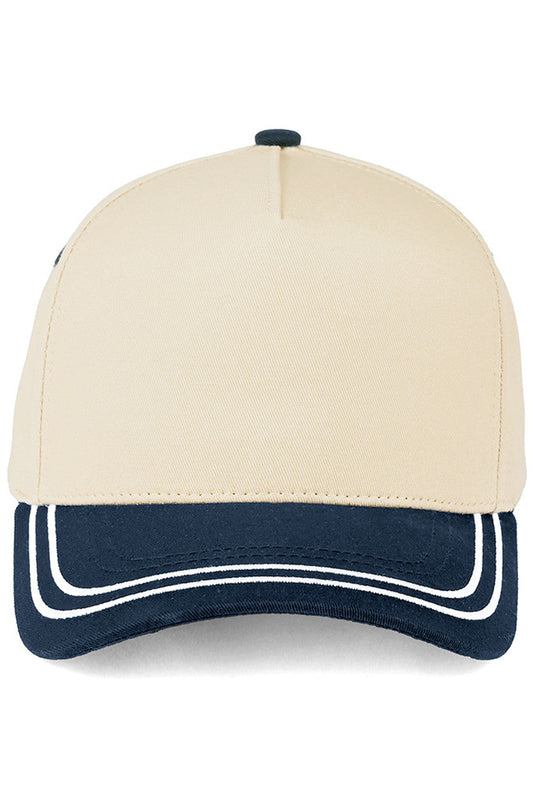 C.C Two Tone with Retro Stripe Cotton Trucker Cap