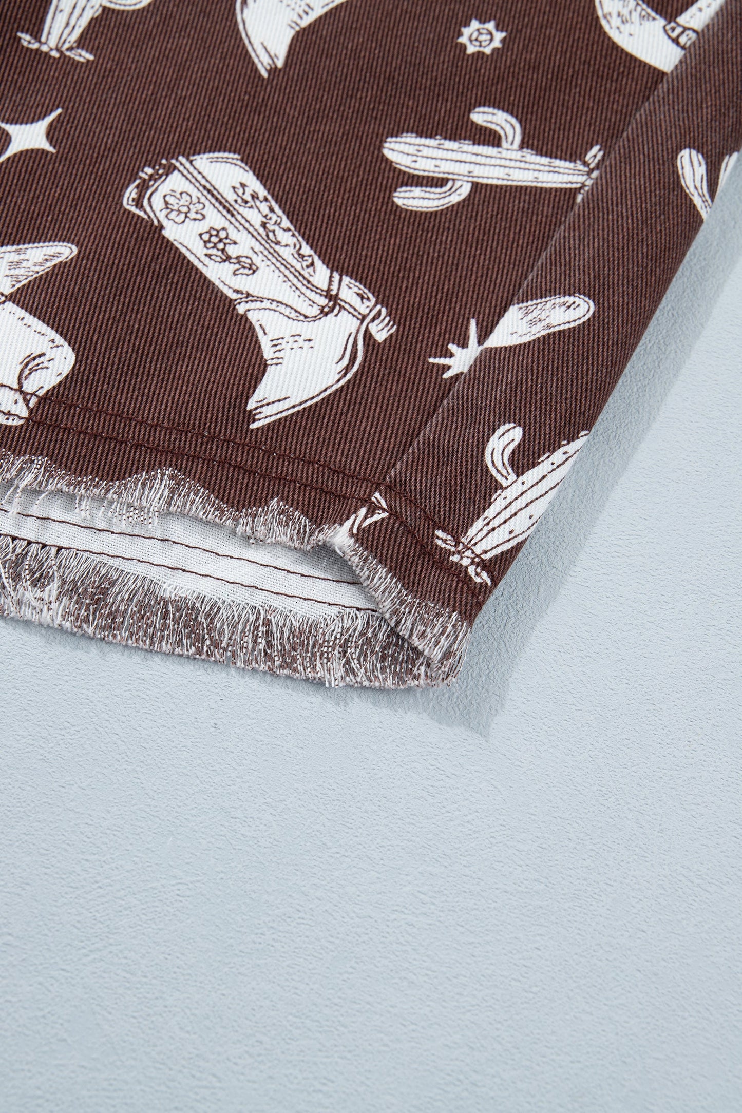 Western Cowgirl Cactus Raw Edge Denim Dress