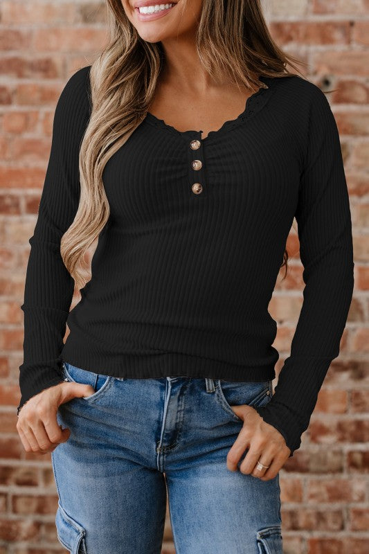 Waverly Sleeve Ribbed Top Long Sleeve Top