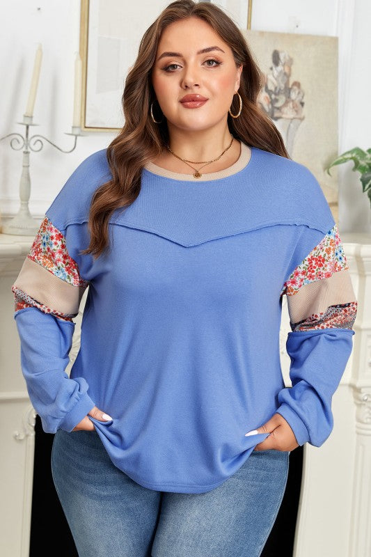 PLUS SIZE FLORAL PATCHWORK REVERSE SEAM TOP | MODERN EMPORIUM - Modern Emporium Boutique