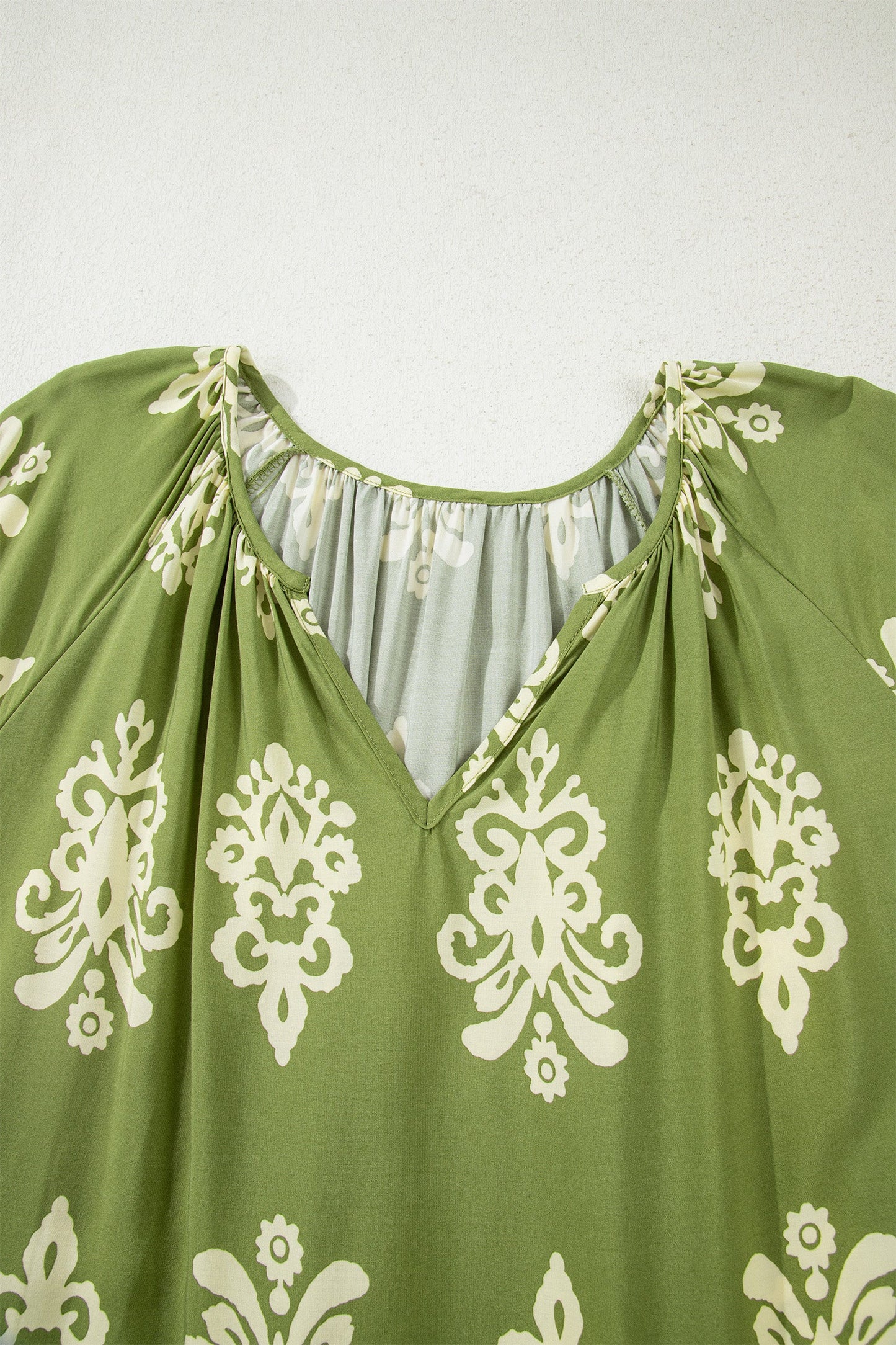 Plus Size Boho Floral Boho Notch V-Neck Top
