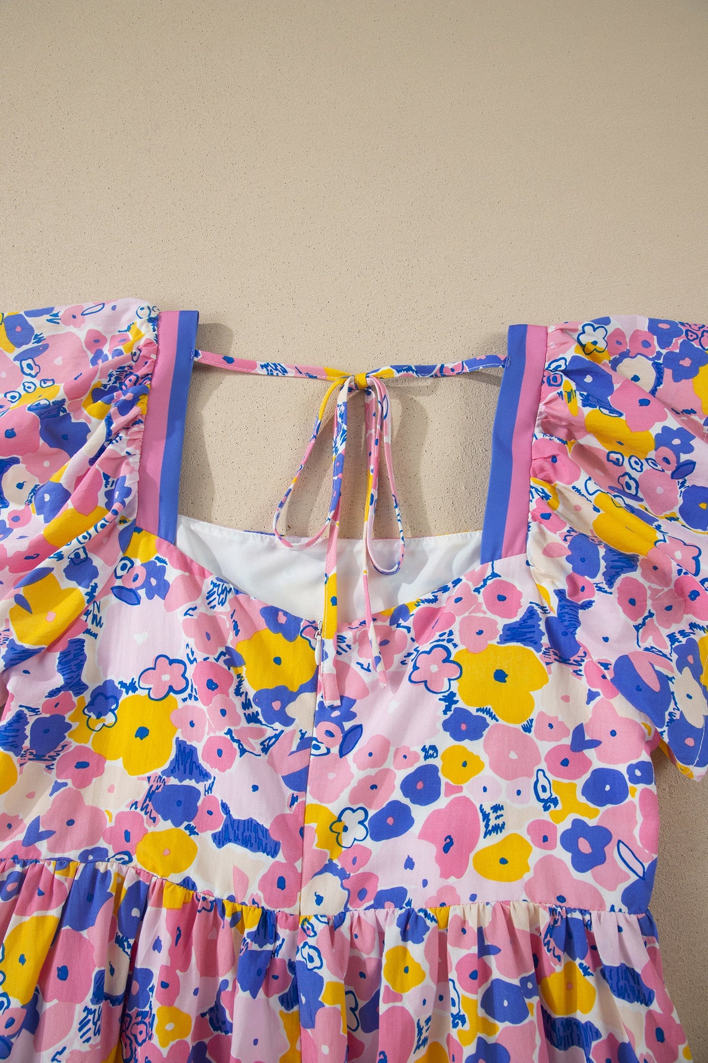 Floral Flutter Sleeve Square Neck Mini Dress