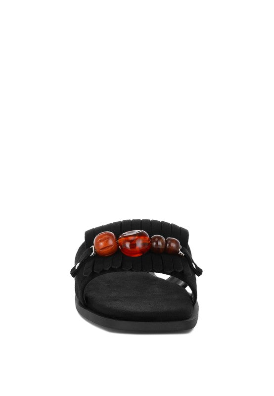 Dinasa Beaded Slip on Flats Sandals