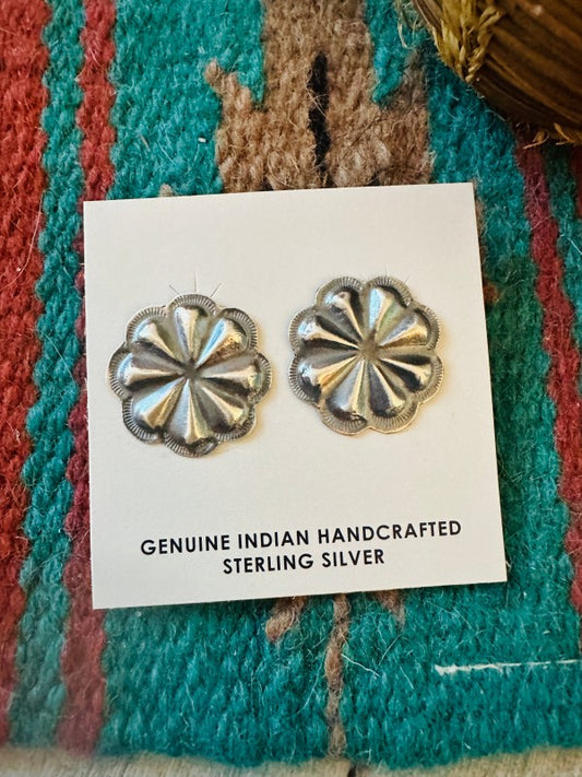 HANDCRAFTED STERLING SILVER CONCHO STUD EARRINGS | MODERN EMPORIUM | MODERN EMPORIUM – trending fashion from Modern Emporium