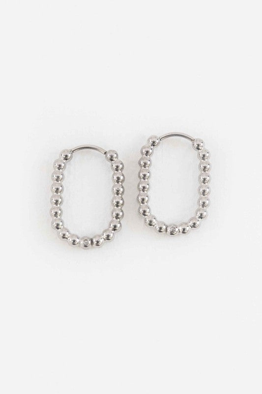 Oval Bubble Hoop Earrings Silver