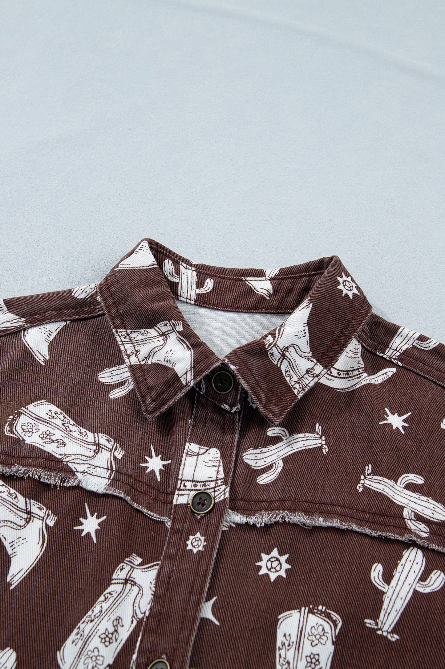 Western Cowgirl Cactus Raw Edge Denim Dress