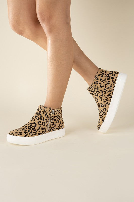 Route-S High Top Leopard Sneakers