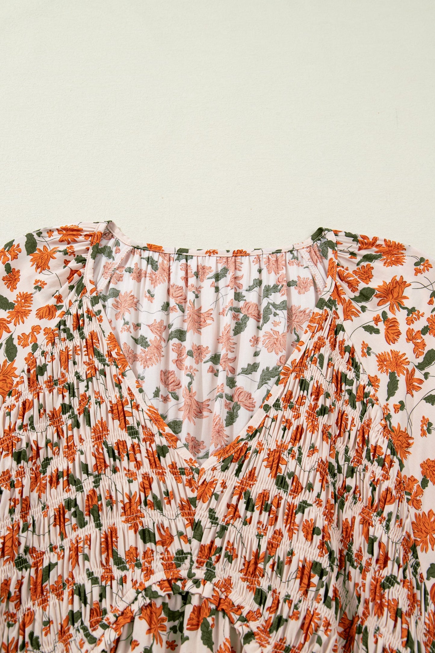 Plus Size Floral Long Sleeve V-Neck Babydoll Dress