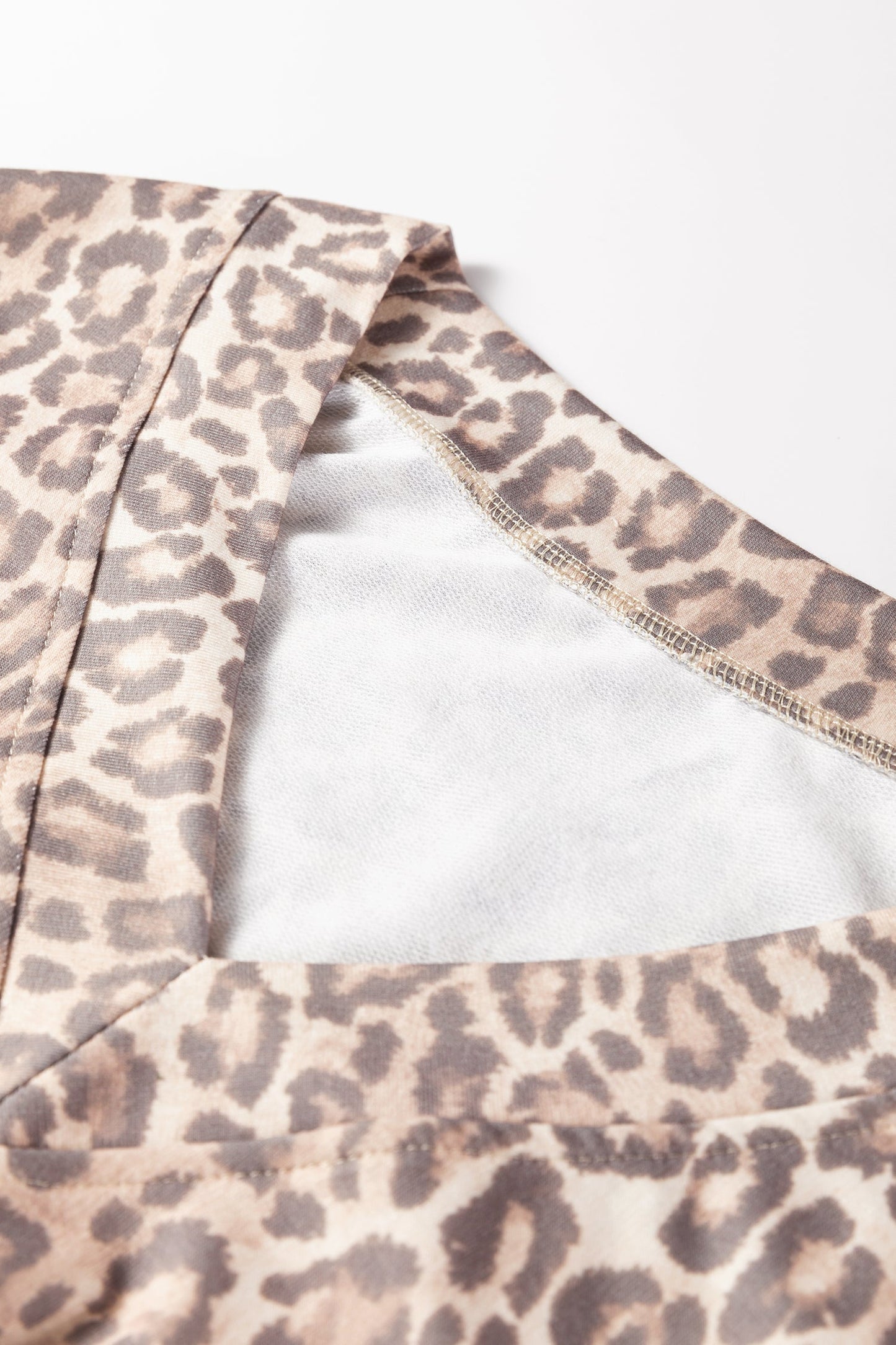Leopard V-Neck Pullover & Wide-Waistband Skirt Set