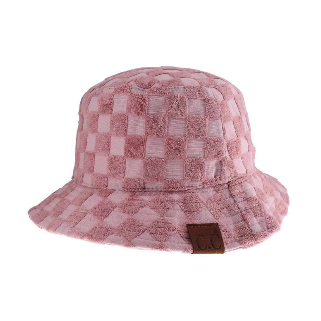 Checkered Pattern Terry Cloth C.C Bucket Hat