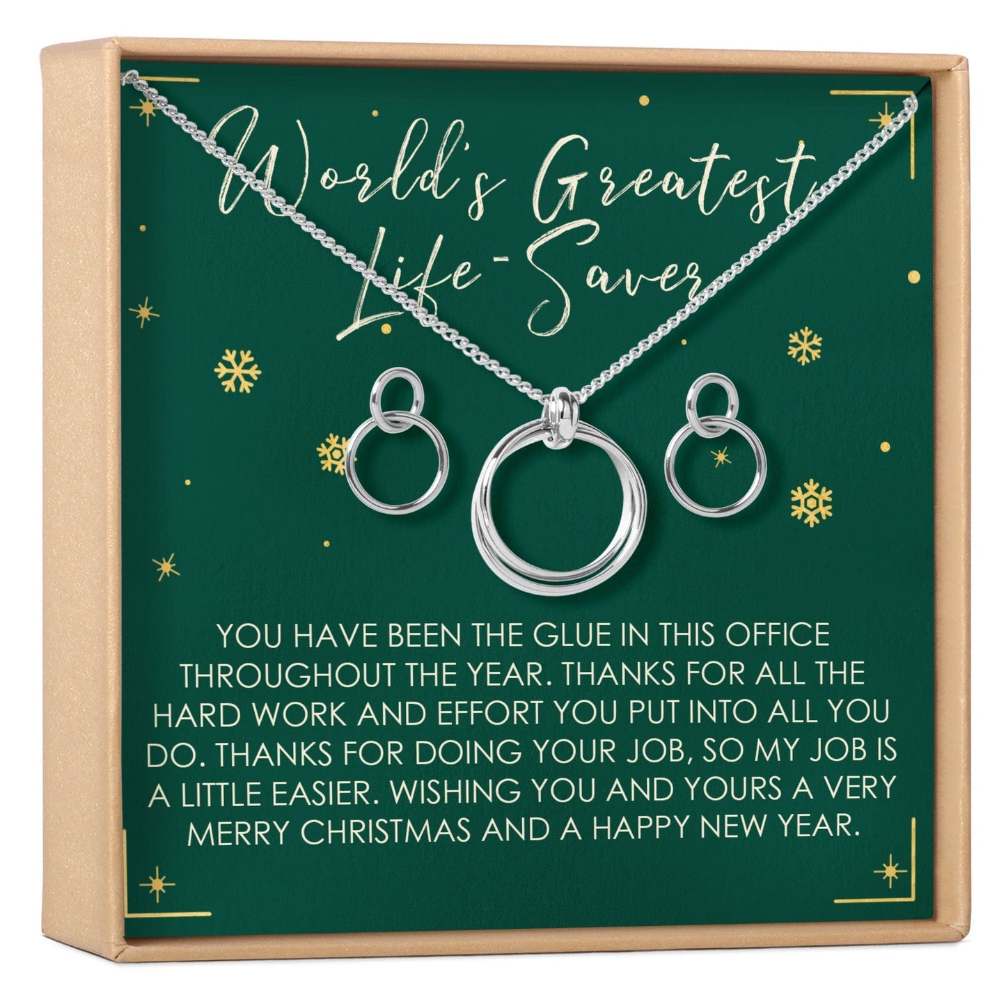 Christmas Gift for Administrative Assistant Linked Circles Earring and Necklace Jewelry Set