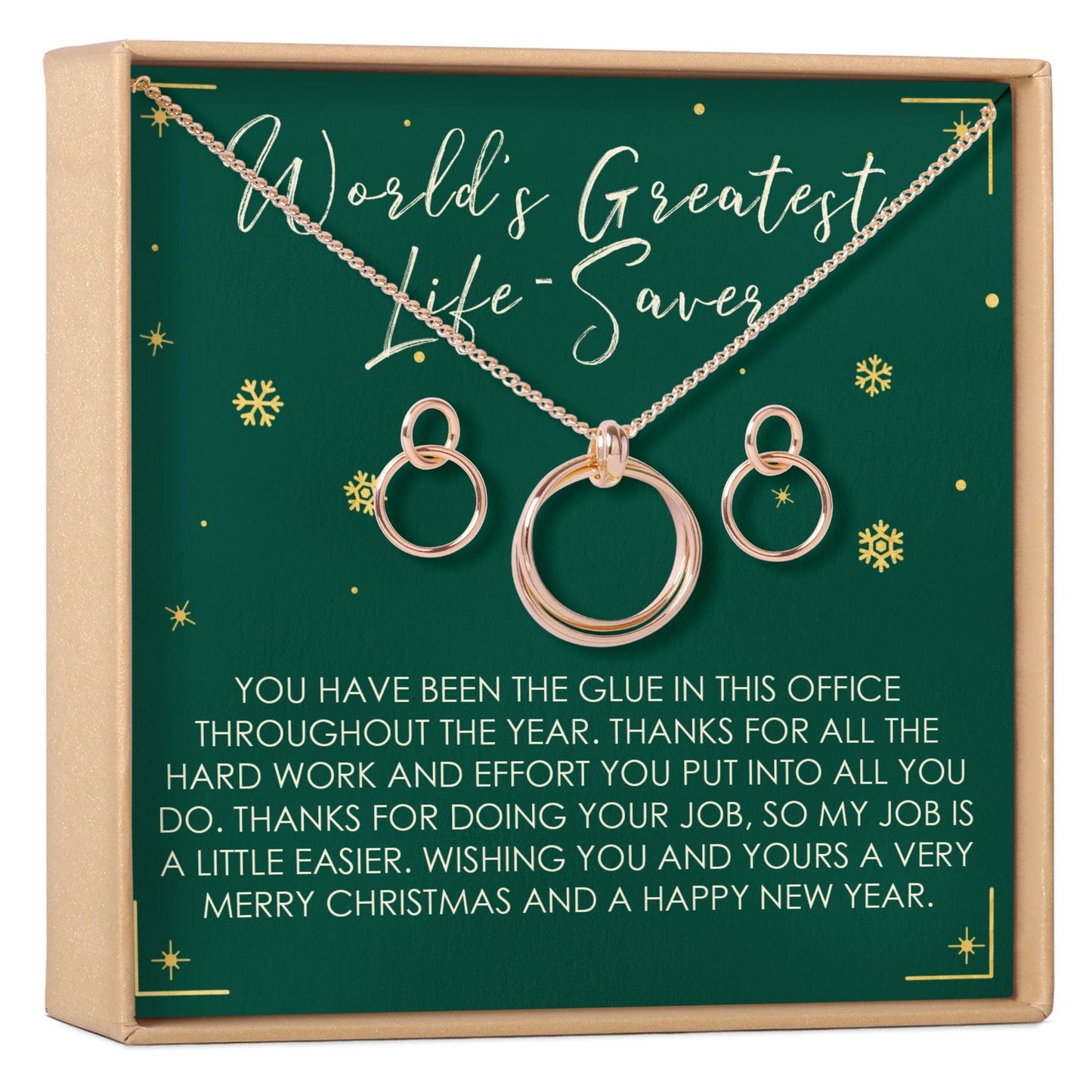 Christmas Gift for Administrative Assistant Linked Circles Earring and Necklace Jewelry Set
