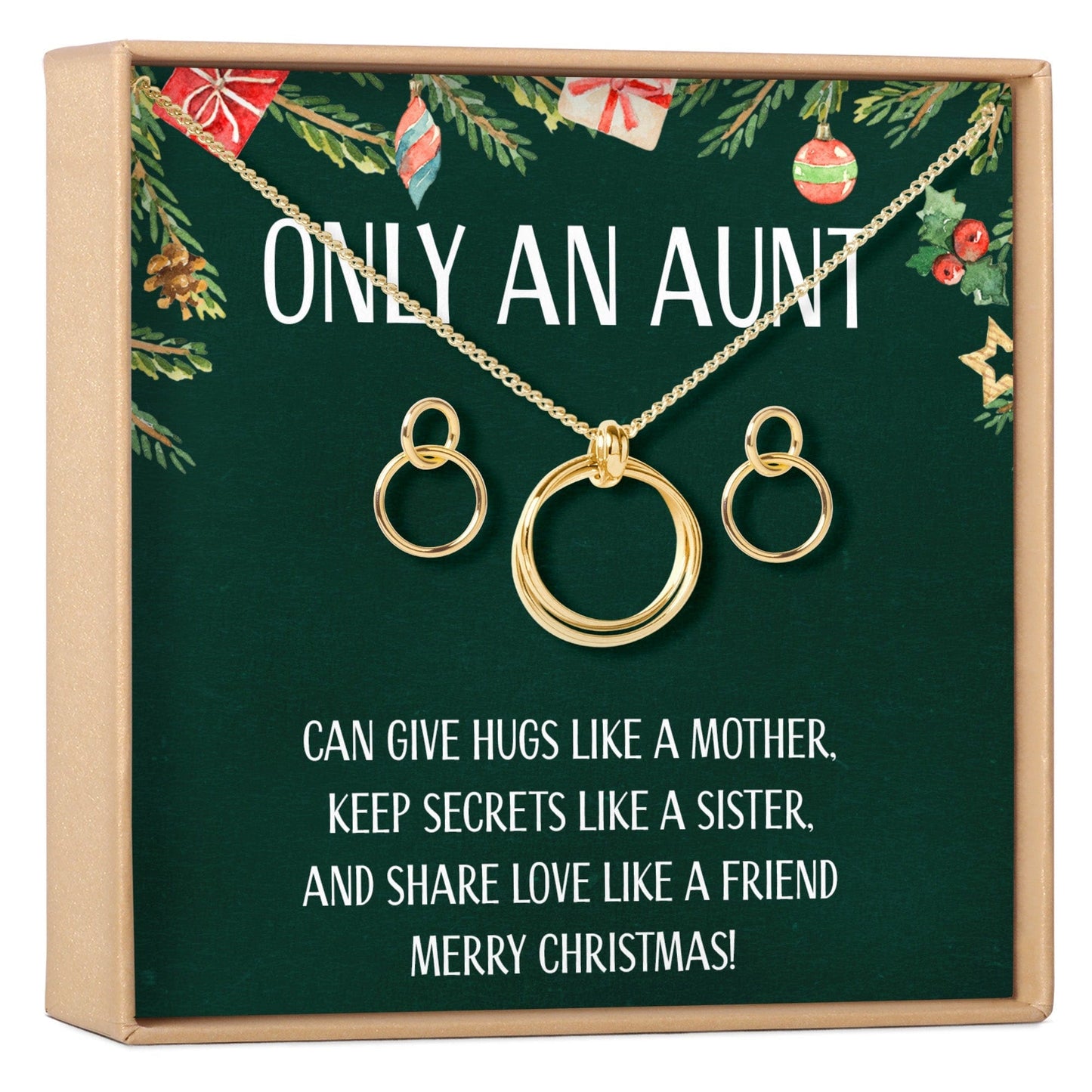 Christmas Gift for Aunt Linked Circles Earring and Necklace Jewelry Set