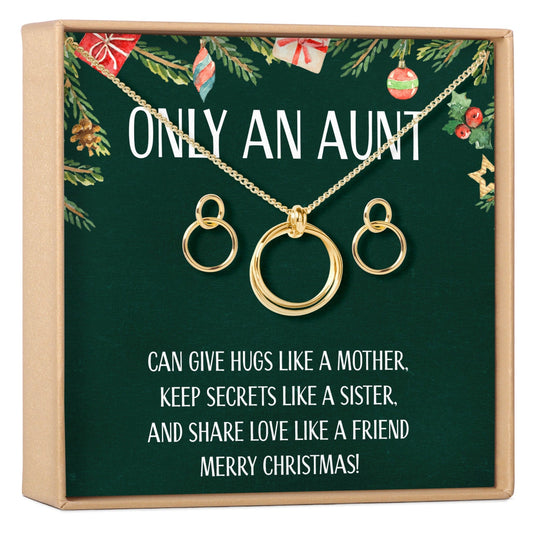 Christmas Gift for Aunt Linked Circles Earring and Necklace Jewelry Set