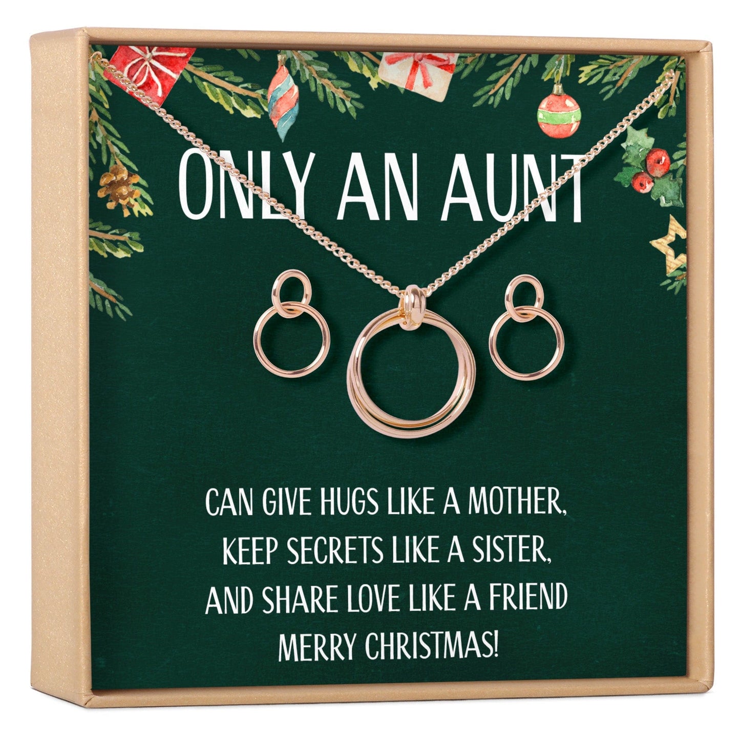 Christmas Gift for Aunt Linked Circles Earring and Necklace Jewelry Set