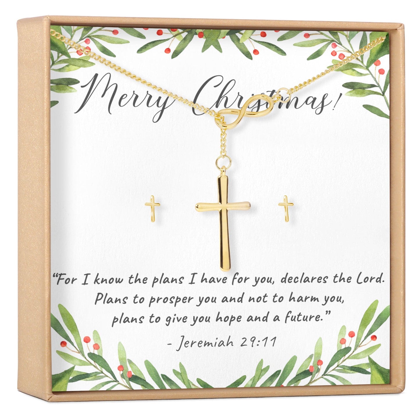 Christmas Gift for Christian  Cross earring and Necklace Set Jewelry Set