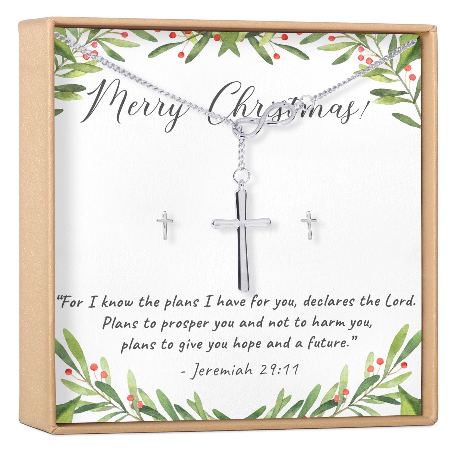 Christmas Gift for Christian  Cross earring and Necklace Set Jewelry Set