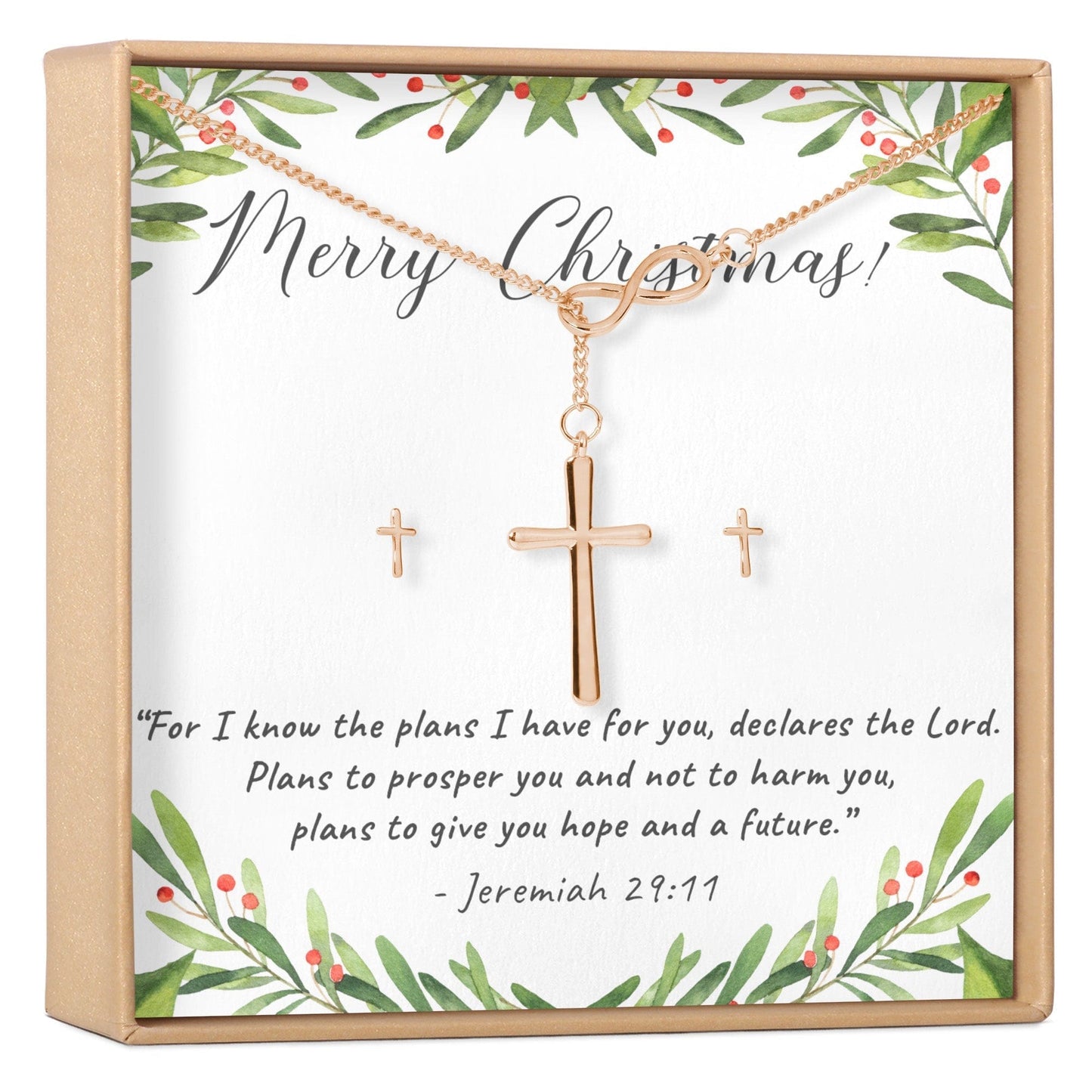 Christmas Gift for Christian  Cross earring and Necklace Set Jewelry Set