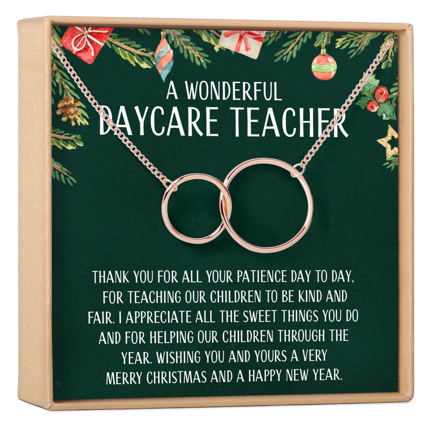 Christmas Gift for Daycare Teacher Interlocking Circles Necklace