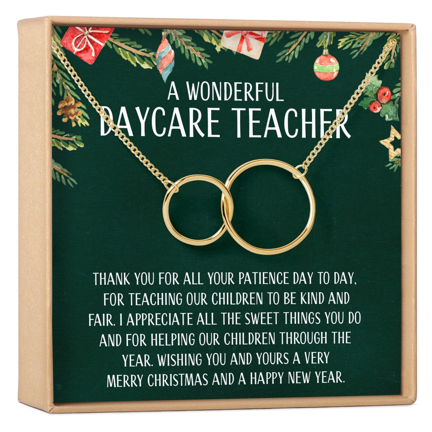 Christmas Gift for Daycare Teacher Interlocking Circles Necklace