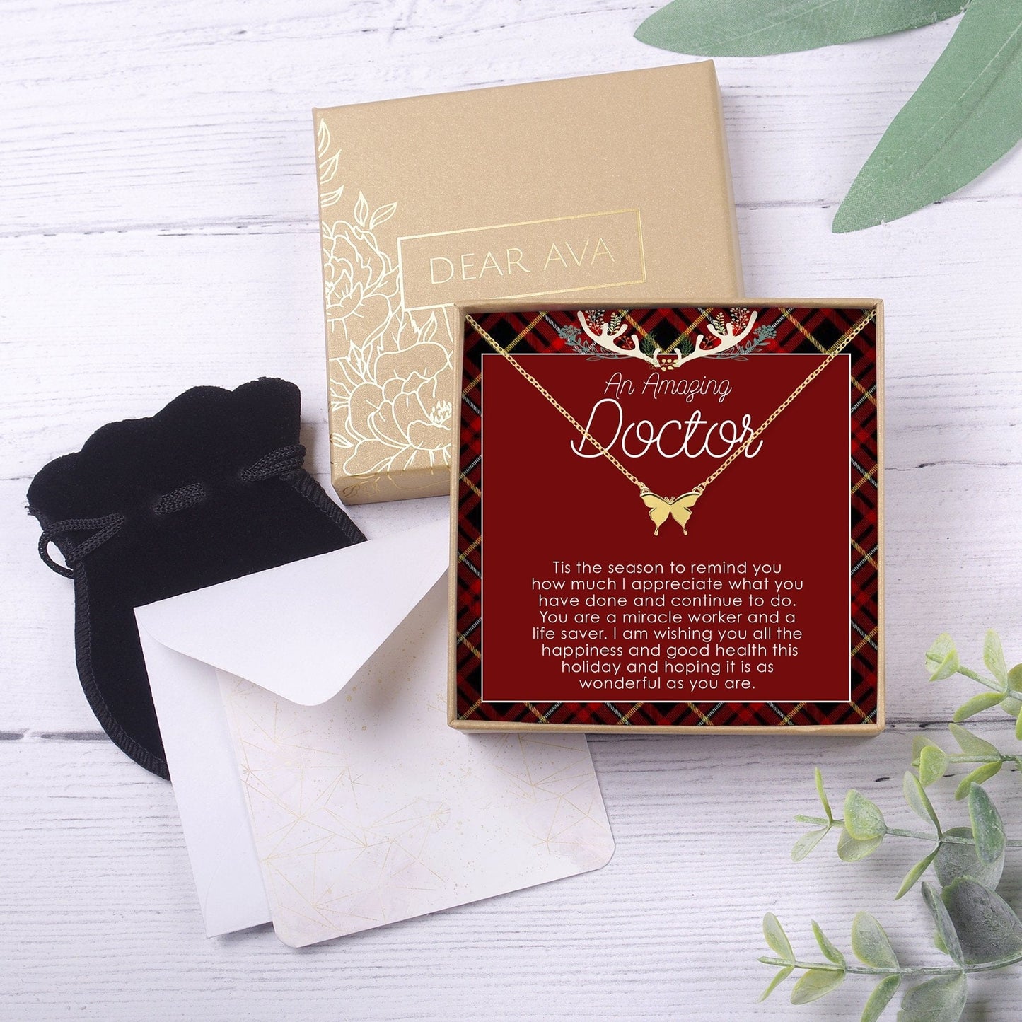 Christmas Gift for Doctor Butterfly Pendant Necklace