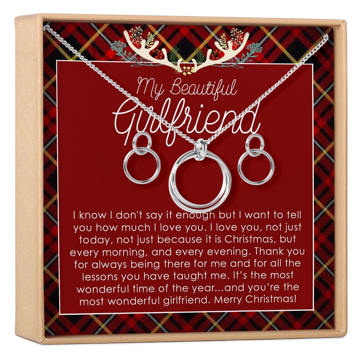Christmas Gift for Girlfriend Linked Circles Earring and Necklace Jewelry Set
