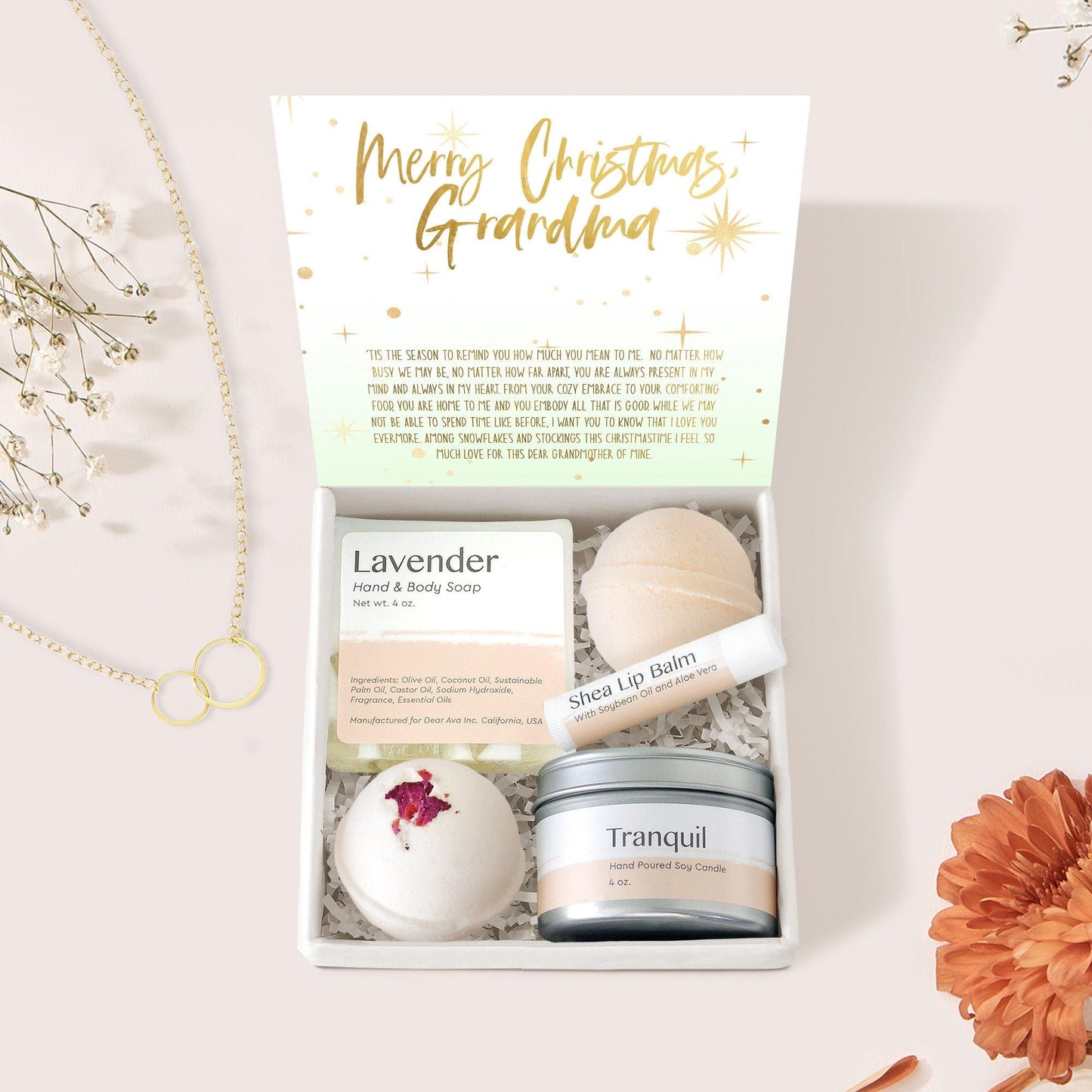 Christmas Gift for Grandmother Double Circle Necklace  Gift Box Set