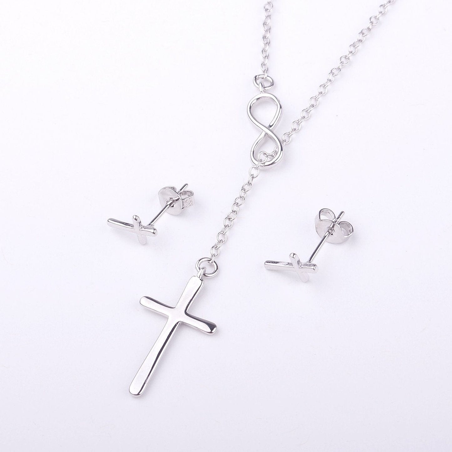 Christmas Gift for Nail Tech Cross earring and Necklace Set Jewelry Set