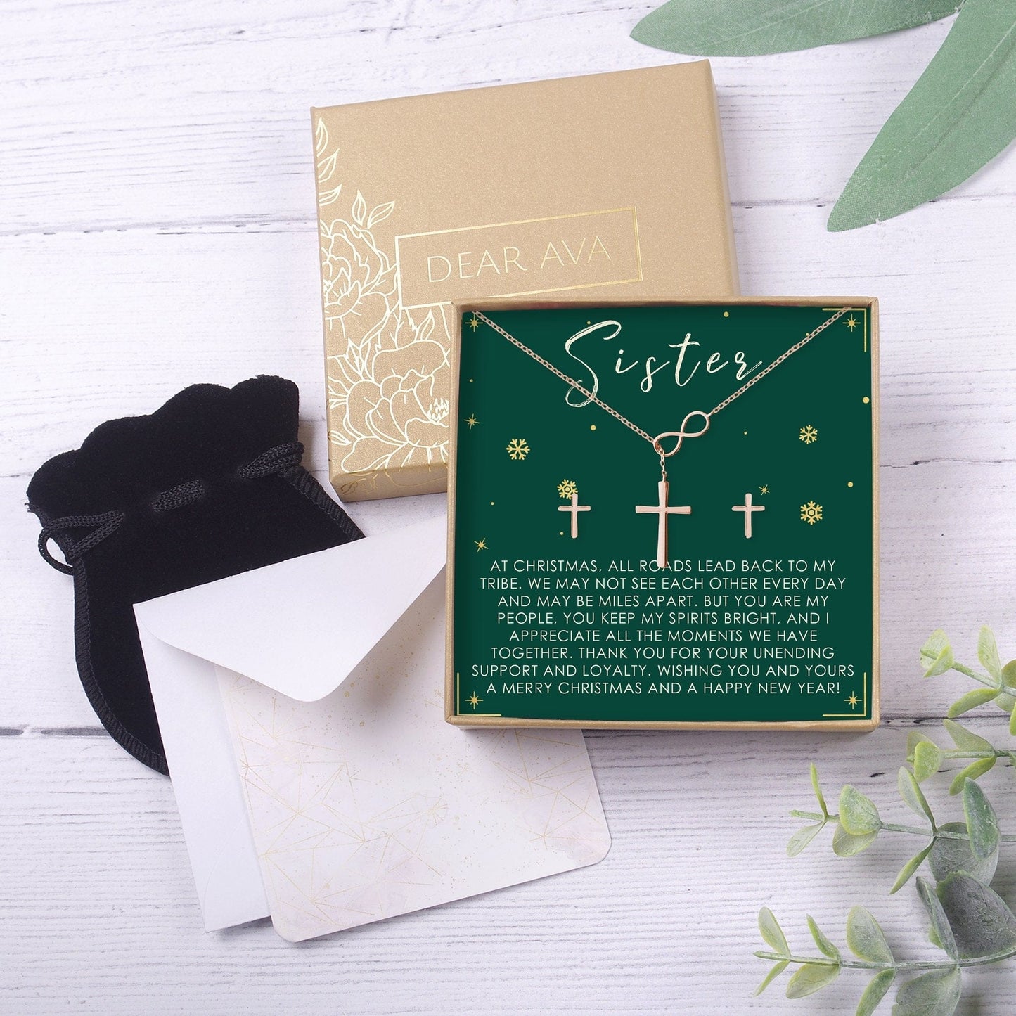 Christmas Gift for Sister Cross earring and Necklace Set Jewelry Set