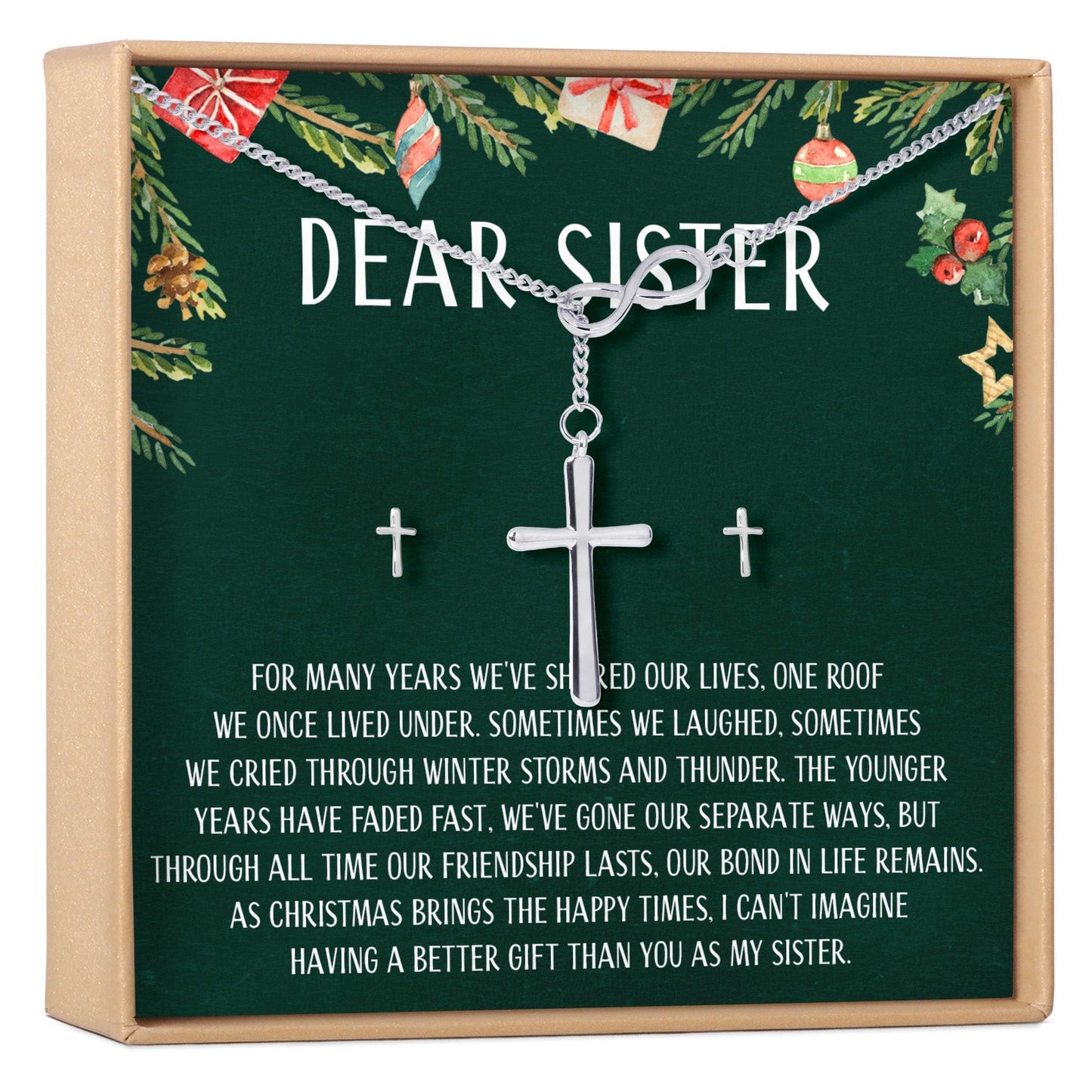 Christmas Gift for Sister Cross earring and Necklace Set Jewelry Set