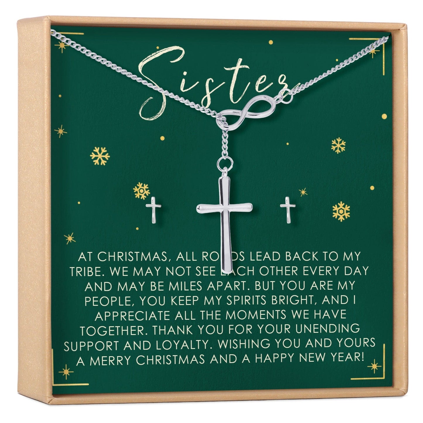 Christmas Gift for Sister Cross earring and Necklace Set Jewelry Set