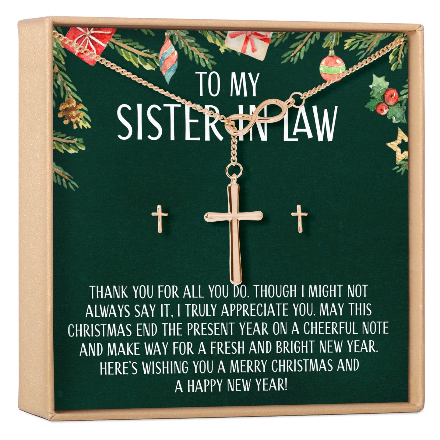 Christmas Gift for Sister-In-Law Cross earring and Necklace Set Jewelry Set